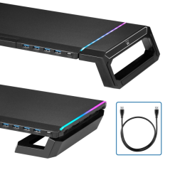 Support d'écran RVB extensible Ewent EW1268 - Pliable avec tiroir et support pour smartphone - Hub USB 3.0 4 ports - Noir