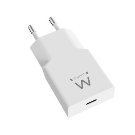 Chargeur Ewent EW1310 GAN 20 W - USB-C - Charge rapide - Haute efficacité - Blanc