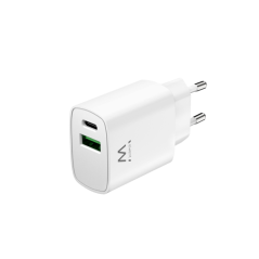 Chargeur mural Ewent USB-C/PD + USB-A/QC 20 W - Blanc