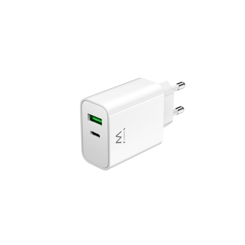 Chargeur USB-C Ewent 30 W - Charge rapide et sûre - 1 port USB-A - Blanc
