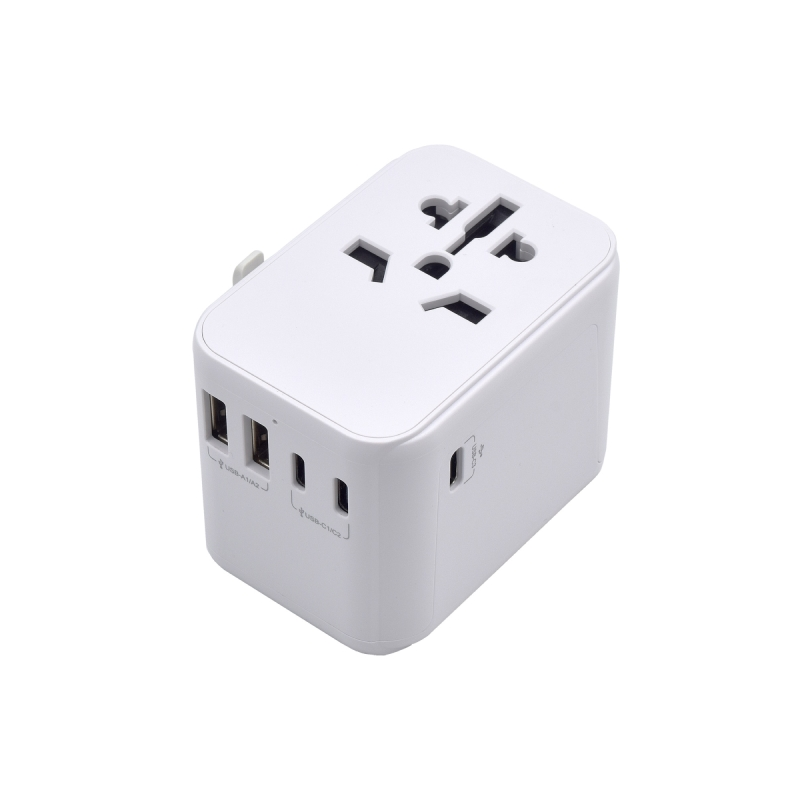 Adaptateur de voyage universel Ewent - Connexions pour l'Europe (Schuko), les États-Unis, le Royaume-Uni et l'Australie - 2xUSB-