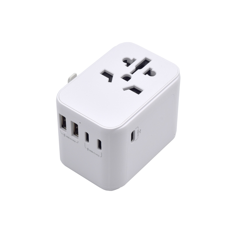 Adaptateur de voyage universel Ewent - Connexions pour l'Europe (Schuko), les États-Unis, le Royaume-Uni et l'Australie - 2xUSB-