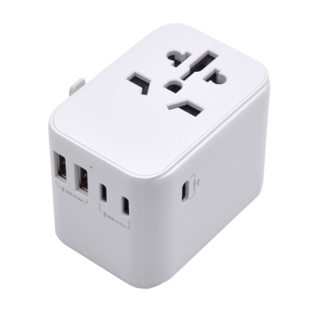 Adaptateur de voyage universel Ewent - Connexions pour l'Europe (Schuko), les États-Unis, le Royaume-Uni et l'Australie - 2xUSB-