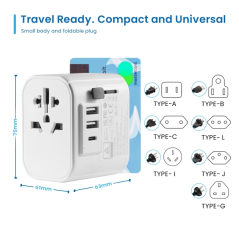 Adaptateur de voyage universel Ewent - Connexions pour l'Europe (Schuko), les États-Unis, le Royaume-Uni, l'Australie et la Chin