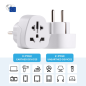 Adaptateur de voyage universel Ewent EW1480 (États-Unis, Royaume-Uni, Australie et Europe) vers Schuko (blanc)
