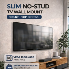 Ewent EW1500 Soporte de Pared Fijo para TV - Sin Taladro - De 32" a 100" - Peso Maximo 75Kg - Color Negro
