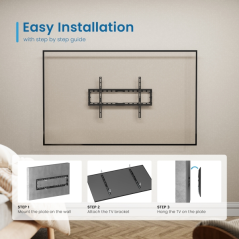 Support mural fixe pour téléviseur Ewent EW1503 - jusqu'à 80" - 45 kg - Noir
