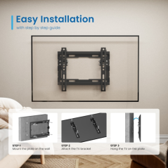 Support mural fixe pour téléviseur Ewent EW1506 - jusqu'à 42" - 35 kg - Noir