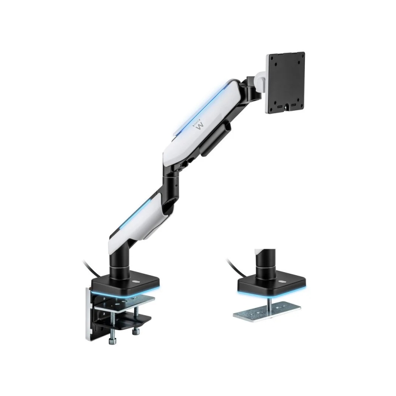 Support de table pour écran/TV RGB Ewent - Pivotant et inclinable - Éclairage RGB - Acier et aluminium - Compatible VESA - Charg