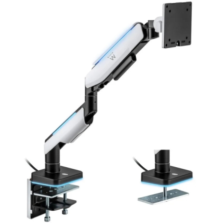 Support de table pour écran/TV RGB Ewent - Pivotant et inclinable - Éclairage RGB - Acier et aluminium - Compatible VESA - Charg