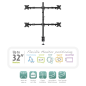 Support de table Ewent EW1514 avec bras articulé pour 4 moniteurs de 10" à 32" - Rotatif - Gestion des câbles - Poids maximum 8