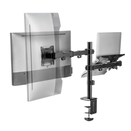 Support de bureau Ewent pour 1 écran et 1 ordinateur portable 34" - jusqu'à 9 kg - Noir