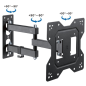 Support mural TV Ewent EW1522 - 3 points d'articulation - Supporte jusqu'à 42" - 20 kg - Noir