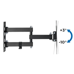 Support mural TV Ewent EW1522 - 3 points d'articulation - Supporte jusqu'à 42" - 20 kg - Noir