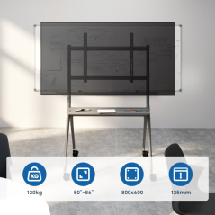 Support TV Ewent pour téléviseurs jusqu'à 86" - Plateau auxiliaire - Hauteur réglable - Gestion des câbles - VESA maximum 800 x