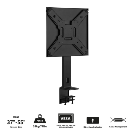 Support de bureau Ewent pour téléviseurs à écran plat jusqu'à 55" - Fixation par pince - Gestion des câbles - VESA max. 400 x 40