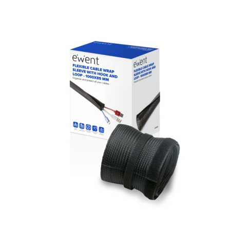 Gaine de rangement pour câbles en polyester Ewent - Fermeture Velcro - 1 m - 85 mm - Noir