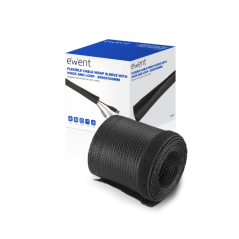 Gaine de rangement pour câbles en polyester Ewent - Fermeture Velcro - 2 m - 100 mm - Noir