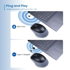 Souris USB sans fil Ewent EW3243 3200 dpi - 6 boutons - 2,4 GHz et Bluetooth - Pour droitiers - Noir/Gris