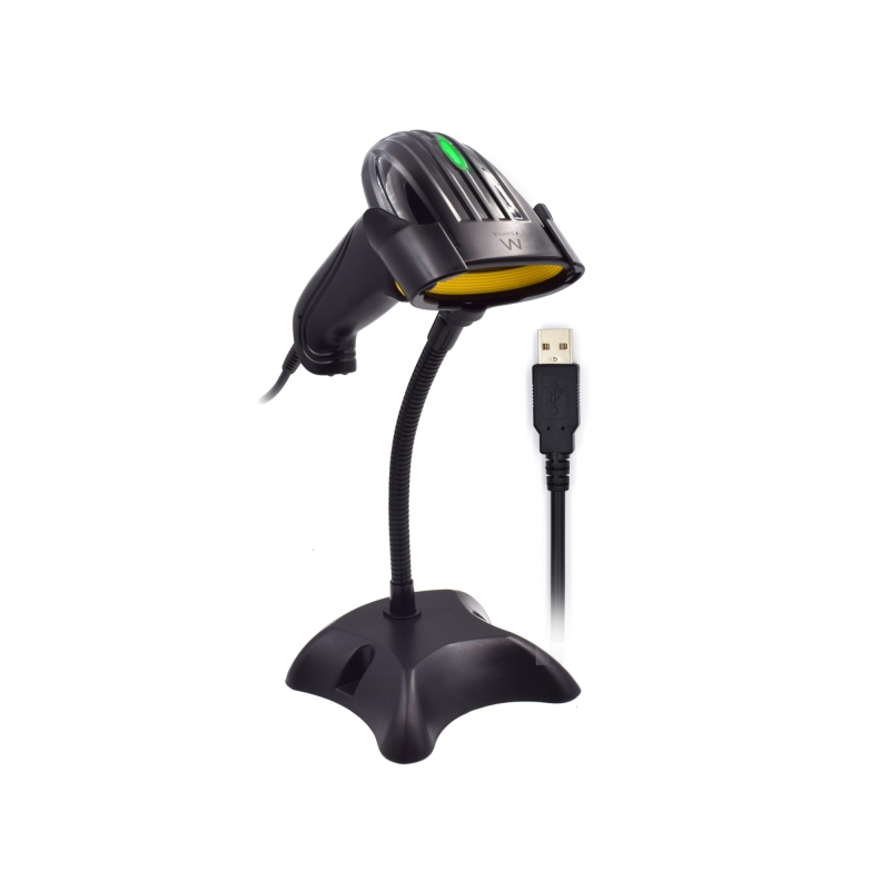 Lecteur de codes-barres laser 1D Ewent EW3400 - Connecteur USB - 150 numérisations par seconde - Base mains libres - Noir