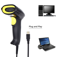 Lecteur de codes-barres laser 1D Ewent EW3400 - Connecteur USB - 150 numérisations par seconde - Base mains libres - Noir