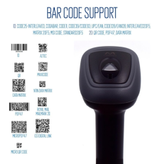 Lecteur de codes-barres sans fil Ewent EW3440 1D/2D - Sans fil et Bluetooth - Jusqu'à 7 h d'autonomie - Base intelligente - Noir