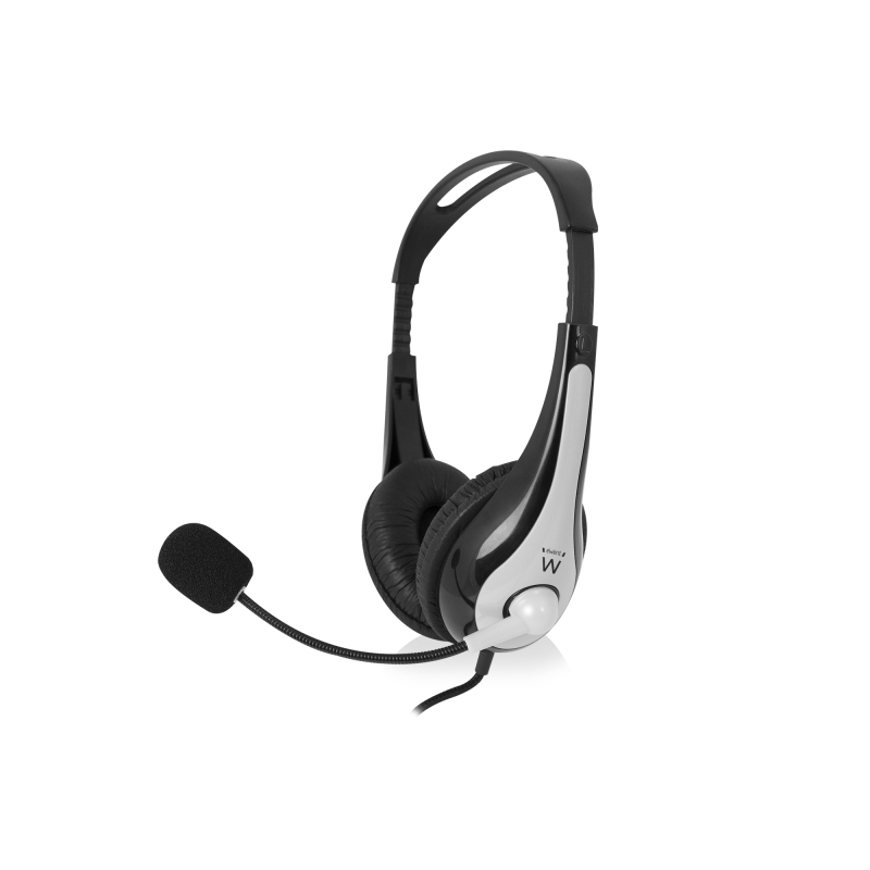 Casque stéréo Ewent - Microphone intégré - 2 prises jack 3,5 mm - Câble tressé en nylon de 2 m - Noir/Gris