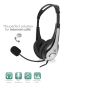Casque stéréo Ewent - Microphone intégré - 2 prises jack 3,5 mm - Câble tressé en nylon de 2 m - Noir/Gris