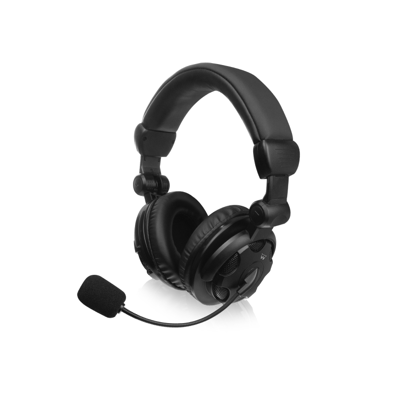 Casque stéréo supra-auriculaire Ewent - Microphone intégré - Contrôle du volume - Câble de 1,85 m - Noir