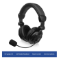 Casque stéréo supra-auriculaire Ewent - Microphone intégré - Contrôle du volume - Câble de 1,85 m - Noir