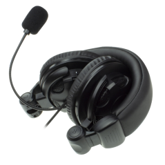 Casque stéréo supra-auriculaire Ewent - Microphone intégré - Contrôle du volume - Câble de 1,85 m - Noir