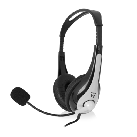Casque stéréo USB Ewent - Microphone intégré - Câble tressé en nylon de 2 m - Noir/Gris