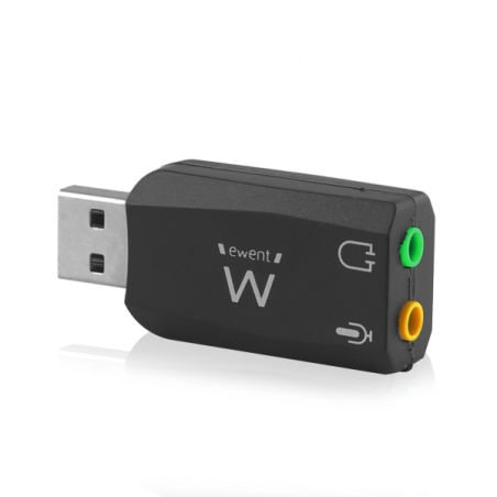 Adaptateur audio USB Ewent EW3751 - 2 connecteurs 3,5 mm pour microphone et haut-parleurs - Son 5.1 - Noir