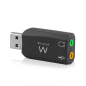 Adaptateur audio USB Ewent EW3751 - 2 connecteurs 3,5 mm pour microphone et haut-parleurs - Son 5.1 - Noir