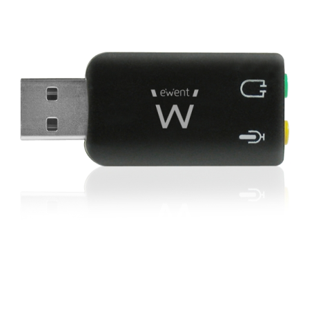 Adaptateur audio USB Ewent EW3751 - 2 connecteurs 3,5 mm pour microphone et haut-parleurs - Son 5.1 - Noir