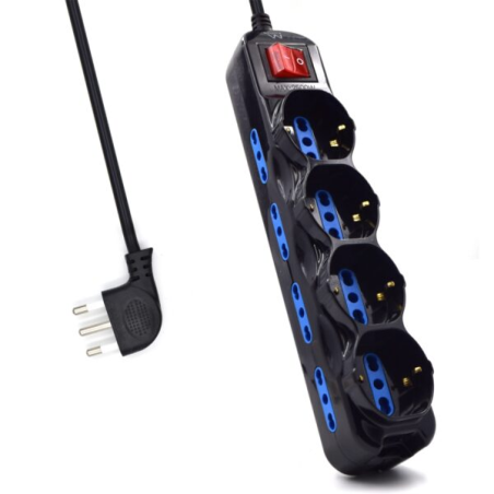 Multiprise Ewent 12 prises - 8 prises L + 4 prises L/F (Schuko) - Interrupteur marche/arrêt - Protection enfant - Fiche italienn
