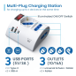 Multiprise Ewent avec 6 prises de bureau - 2 prises L + 1 prise L/F (Schuko) - 2 ports USB-A - 1 port USB-C - Fiche italienne co