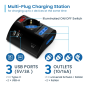 Multiprise Ewent avec 6 prises de bureau - 2 prises L + 1 prise L/F (Schuko) - 2 ports USB-A - 1 port USB-C - Fiche italienne co