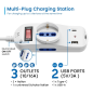 Multiprise Ewent 6 prises - 2 prises L + 1 prise L/F (Schuko) - 1 port USB-A - 1 port USB-C - Fiche italienne coudée plate - Int