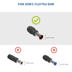 Chargeur Ewent spécifique pour ordinateurs portables Sony et Fujitsu – Puissance 65 W – Fiche 6 x 4,3 mm – Longueur totale du câ