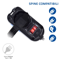 Multiprise 3 prises Ewent - 2 prises L + 1 prise L/F (Schuko) - Interrupteur marche/arrêt - Fiche italienne coudée plate - Câble