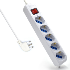 Multiprise Ewent avec 6 prises Schuko 10/16 A - Interrupteur marche/arrêt - Protection contre les surtensions - Protection enfan