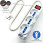 Multiprise 9 prises Ewent - 6 grandes prises + 3 prises gauche/flexibles (Schuko) - Interrupteur marche/arrêt - Protection contr