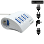 Multiprise Ewent 6 prises - 4 prises L + 2 prises L/F (Schuko) - 2x USB-A - Protection enfant - Fiche italienne coudée plate - P