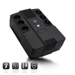 Onduleur interactif Ewent 700 VA/390 W - 6 prises Schuko - Mise à la terre - Fonction AVR - Notifications sonores et LED - Prote