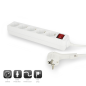 Multiprise Schuko 5 prises Ewent 16 A - Protection enfant - Interrupteur marche/arrêt - Câble de 1,5 m - Fiche Schuko coudée pla