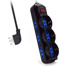 Multiprise 9 prises Ewent - 6 prises L + 3 prises L/F (Schuko) - Interrupteur marche/arrêt - Fiche italienne coudée plate - Câbl