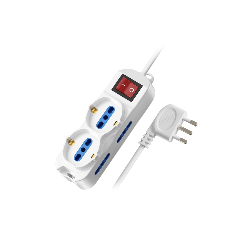 Multiprise 6 prises Ewent - 4 prises L + 2 prises L/F (Schuko) - Interrupteur marche/arrêt - Protection enfant - Fiche italienne