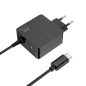 Chargeur mural USB-C Ewent 45 W - Power Delivery - USB-A supplémentaire - Câble de 1,5 m - Protection électrique - Noir