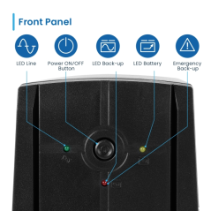 Onduleur interactif Ewent 780 VA/390 W - 2 prises Schuko - Câble d'alimentation - Fonction AVR - Notifications sonores et LED -